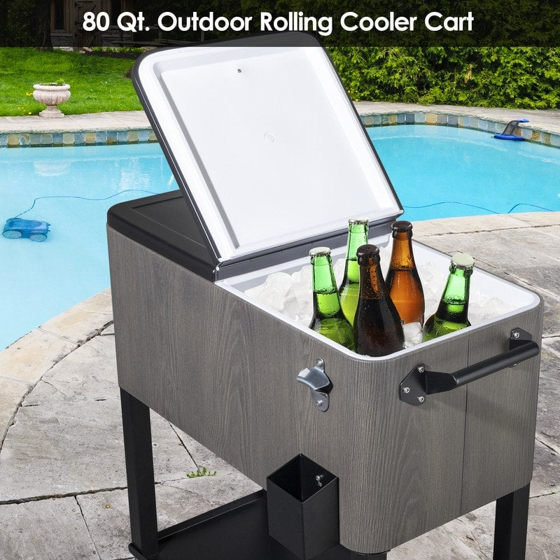 Glacière à boissons sur roulettes pour terrasse - 80 QT