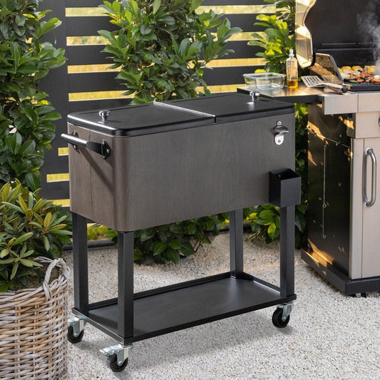 Glacière à boissons sur roulettes pour terrasse - 80 QT