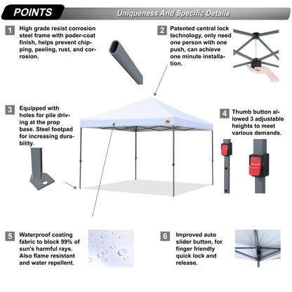 ABCCANOPY Tente de parasol pliable facile à installer, durable, pour extérieur.