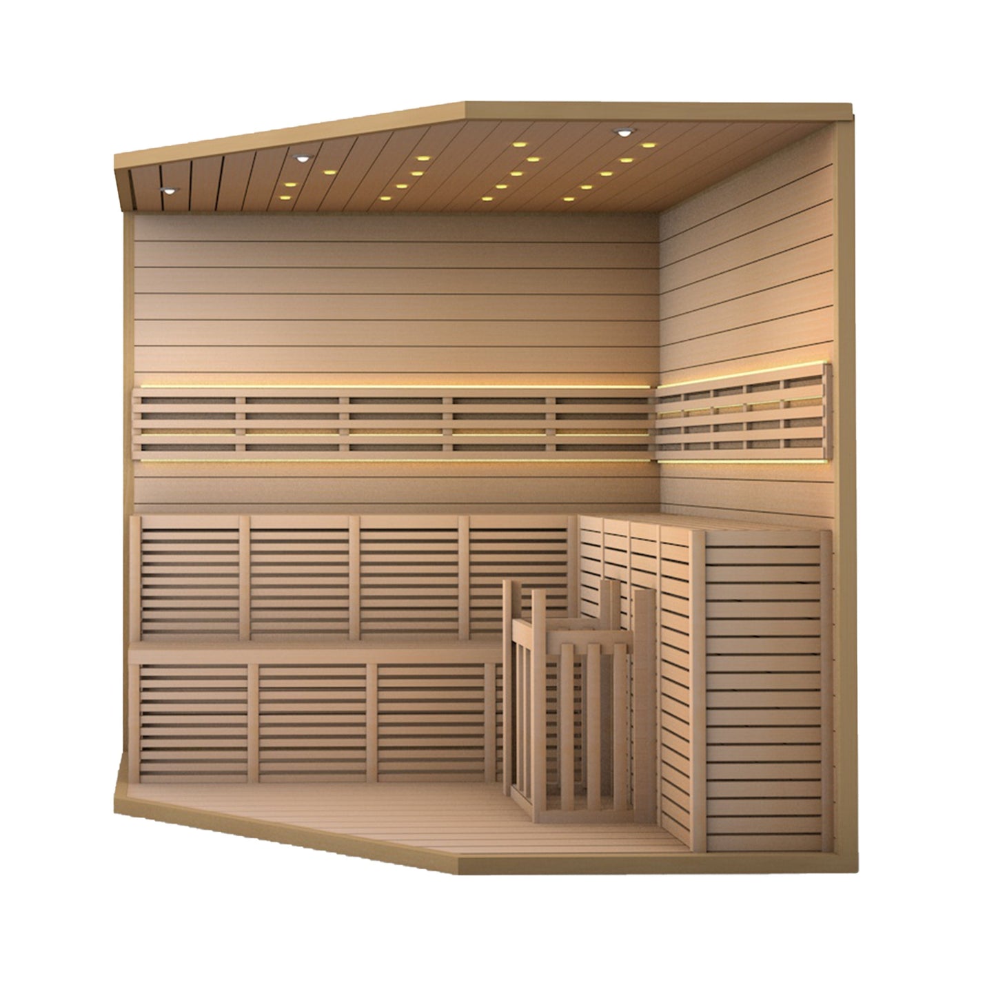 Sauna intérieur en bois ALEKO pour 5-6 personnes, avec chauffage électrique, pour usage humide ou sec - 190 x 190 x 210 cm