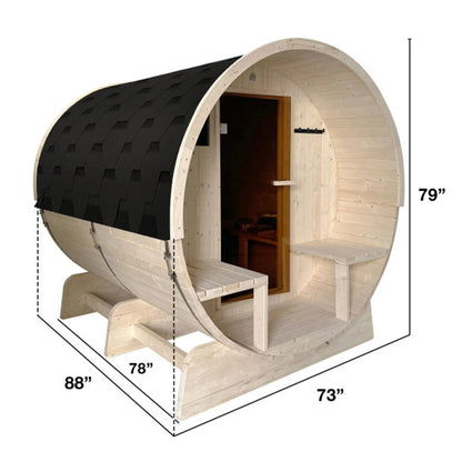 Sauna en barrique ALEKO en pin blanc finlandais pour 6 à 8 personnes avec chauffe-eau électrique UL - 88L x 73W x 79H pouces