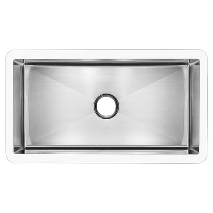 ANZZI Apollo Évier de cuisine de style farmhouse en surface solide blanche mate, 36 po, à simple cuve avec intérieur en acier inoxydable