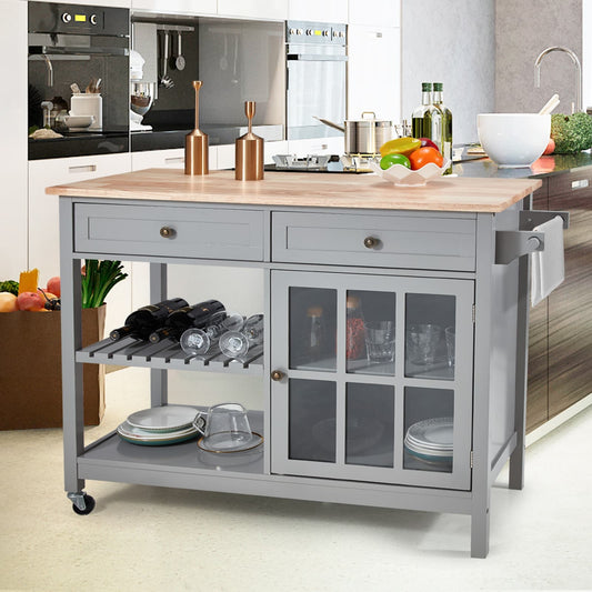 AVAWING 42 Chariot de cuisine roulant avec îlot central et rangement pour four à micro-ondes