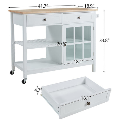 AVAWING 42 Chariot de cuisine roulant avec îlot central et rangement pour four à micro-ondes