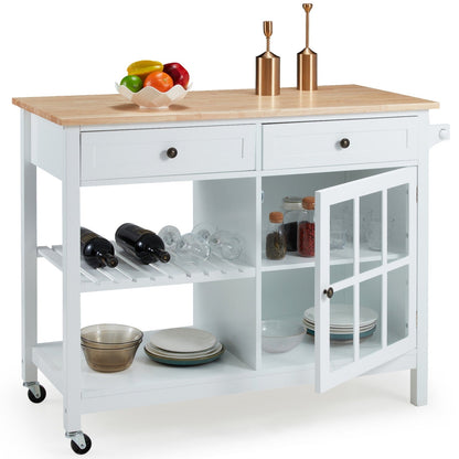 AVAWING 42 Chariot de cuisine roulant avec îlot central et rangement pour four à micro-ondes