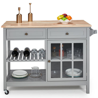 AVAWING 42 Chariot de cuisine roulant avec îlot central et rangement pour four à micro-ondes