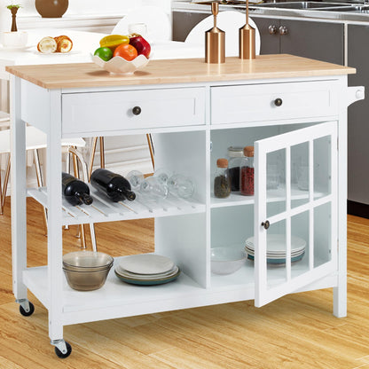 AVAWING 42 Chariot de cuisine roulant avec îlot central et rangement pour four à micro-ondes