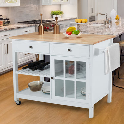 AVAWING 42 Chariot de cuisine roulant avec îlot central et rangement pour four à micro-ondes