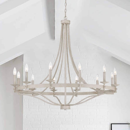 Luminaire à suspension Fidenza à 12 lumières, style ferme moderne, en forme de roue de charrette, avec certification UL - D40'' * H135''