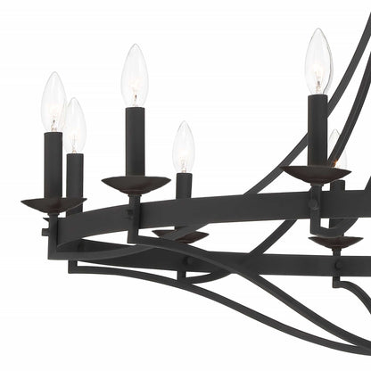 Luminaire à suspension Fidenza à 12 lumières, style ferme moderne, en forme de roue de charrette, avec certification UL - D40'' * H135''