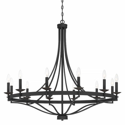 Luminaire à suspension Fidenza à 12 lumières, style ferme moderne, en forme de roue de charrette, avec certification UL - D40'' * H135''