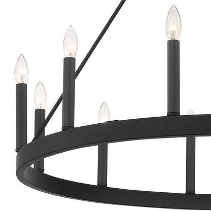 Suspension Acroma à 12 lumières, style ferme, en forme de roue de charrette de 40 pouces, avec certification UL - 40'' de diamètre x 138'' de hauteur