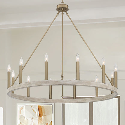 Suspension Acroma à 12 lumières, style ferme, en forme de roue de charrette de 40 pouces, avec certification UL - 40'' de diamètre x 138'' de hauteur