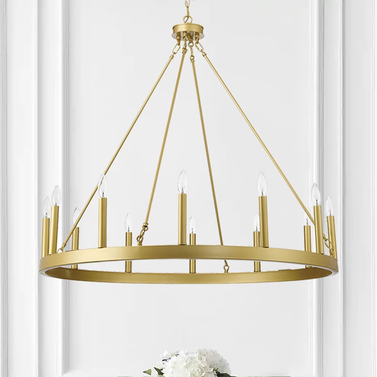 Suspension Acroma à 12 lumières, style ferme, en forme de roue de charrette de 40 pouces, avec certification UL - 40'' de diamètre x 138'' de hauteur