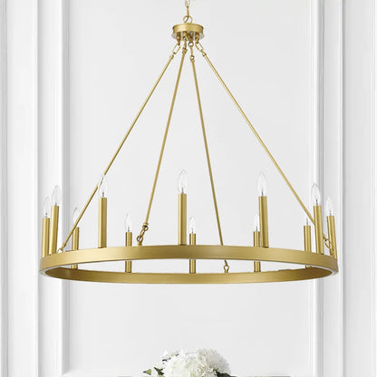 Suspension Acroma à 12 lumières, style ferme, en forme de roue de charrette de 40 pouces, avec certification UL - 40'' de diamètre x 138'' de hauteur