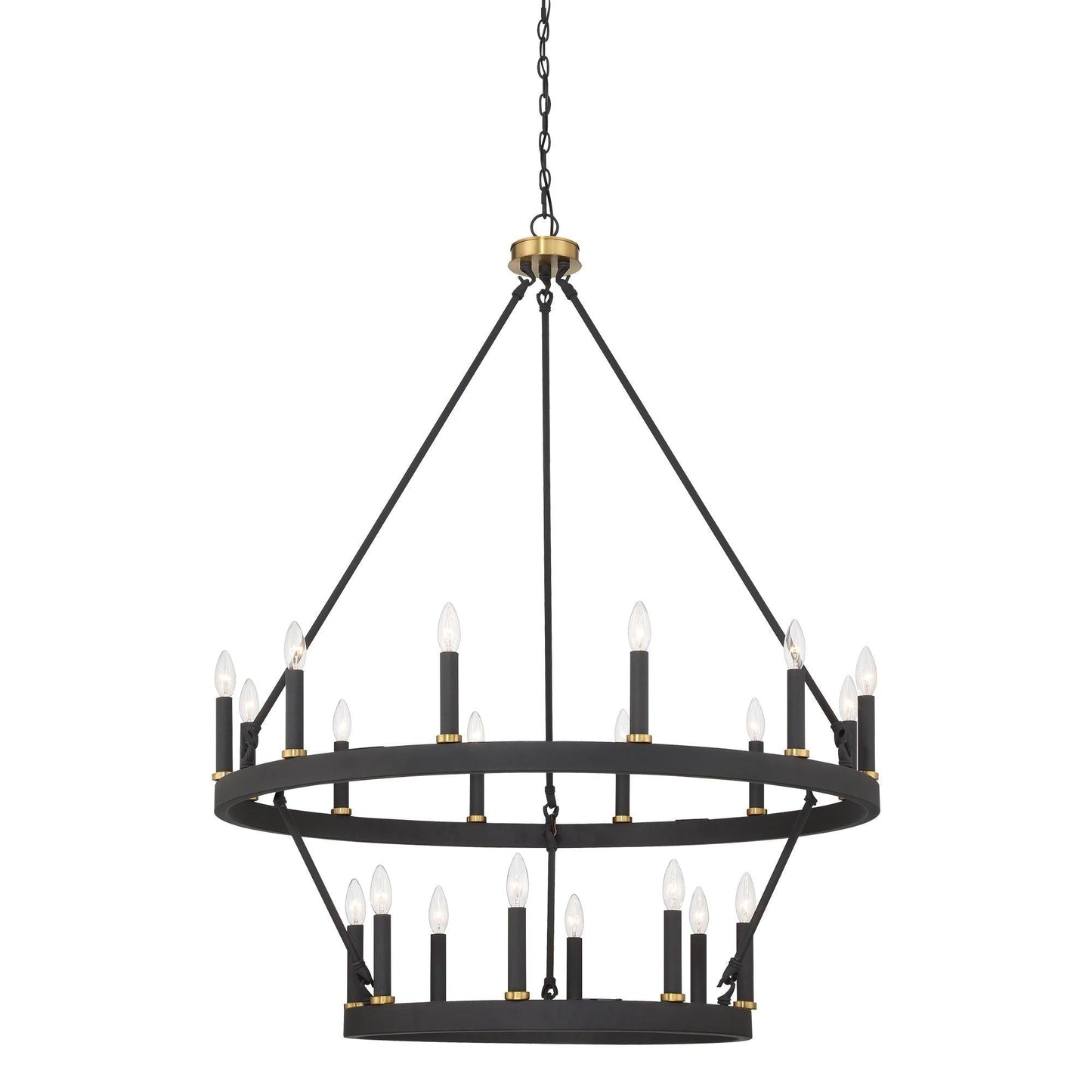 Suspension Acroma à 20 lumières, style ferme moderne, en forme de roue de charrette ronde de 40 pouces, avec certification UL