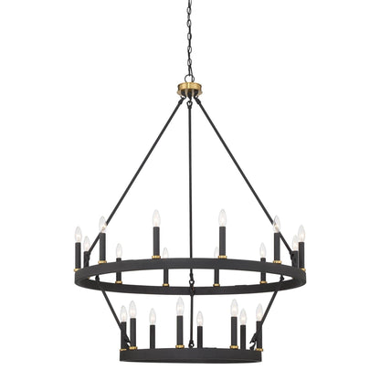 Suspension Acroma à 20 lumières, style ferme moderne, en forme de roue de charrette ronde de 40 pouces, avec certification UL