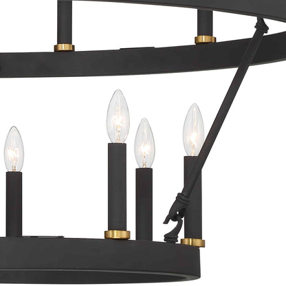 Suspension Acroma à 20 lumières, style ferme moderne, en forme de roue de charrette ronde de 40 pouces, avec certification UL