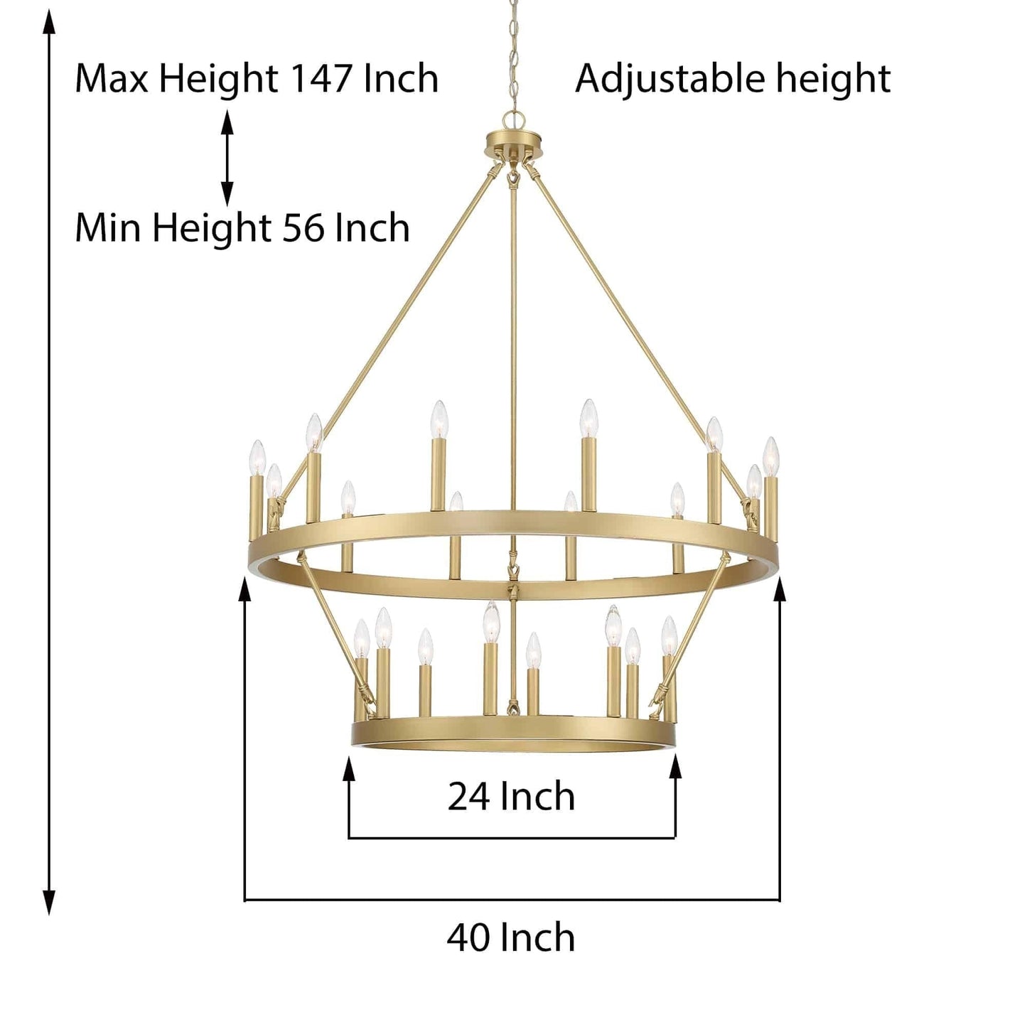 Suspension Acroma à 20 lumières, style ferme moderne, en forme de roue de charrette ronde de 40 pouces, avec certification UL