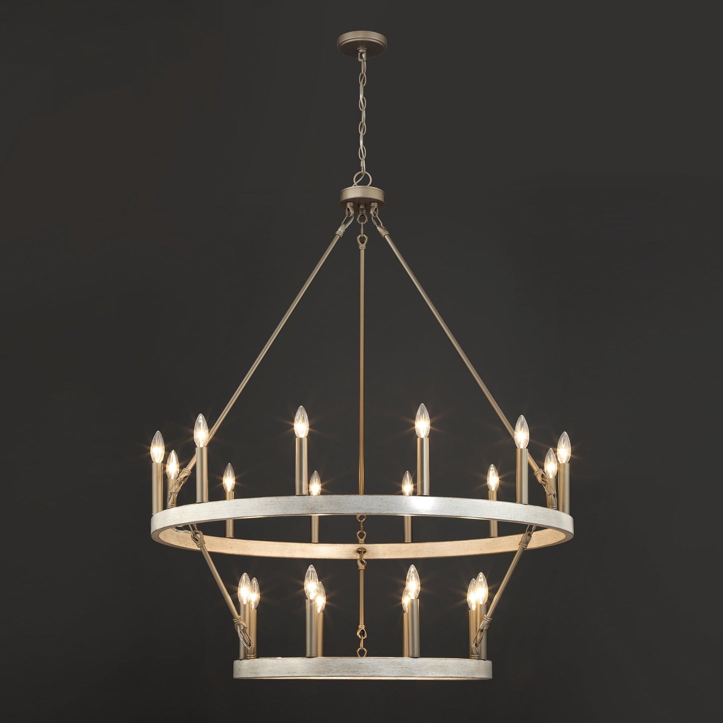 Suspension Acroma à 20 lumières, style ferme moderne, en forme de roue de charrette ronde de 40 pouces, avec certification UL