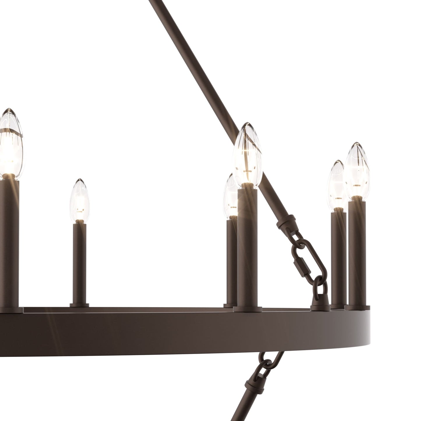 Suspension Acroma à 20 lumières, style ferme moderne, en forme de roue de charrette ronde de 40 pouces, avec certification UL
