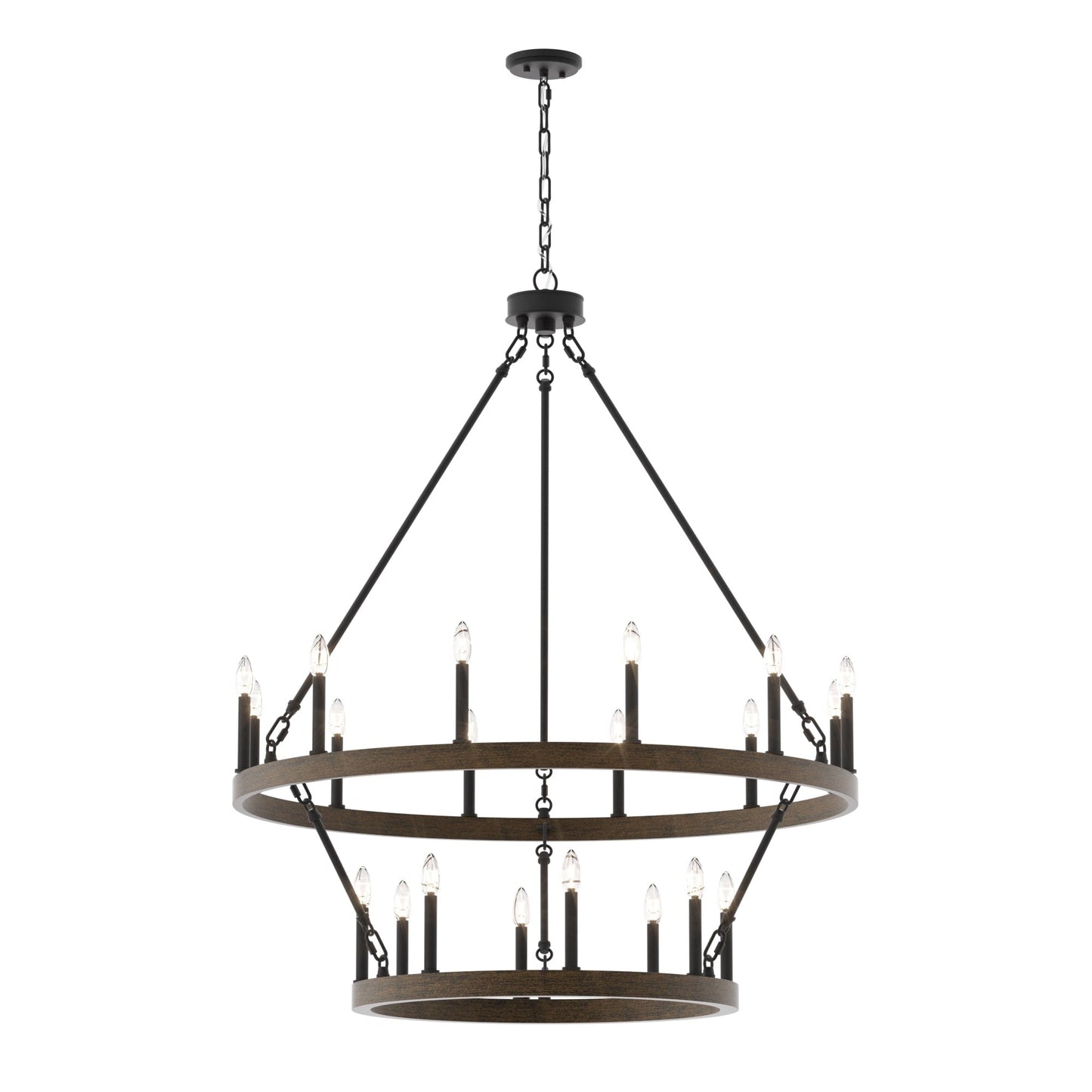 Suspension Acroma à 20 lumières, style ferme moderne, en forme de roue de charrette ronde de 40 pouces, avec certification UL
