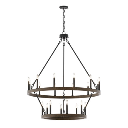 Suspension Acroma à 20 lumières, style ferme moderne, en forme de roue de charrette ronde de 40 pouces, avec certification UL