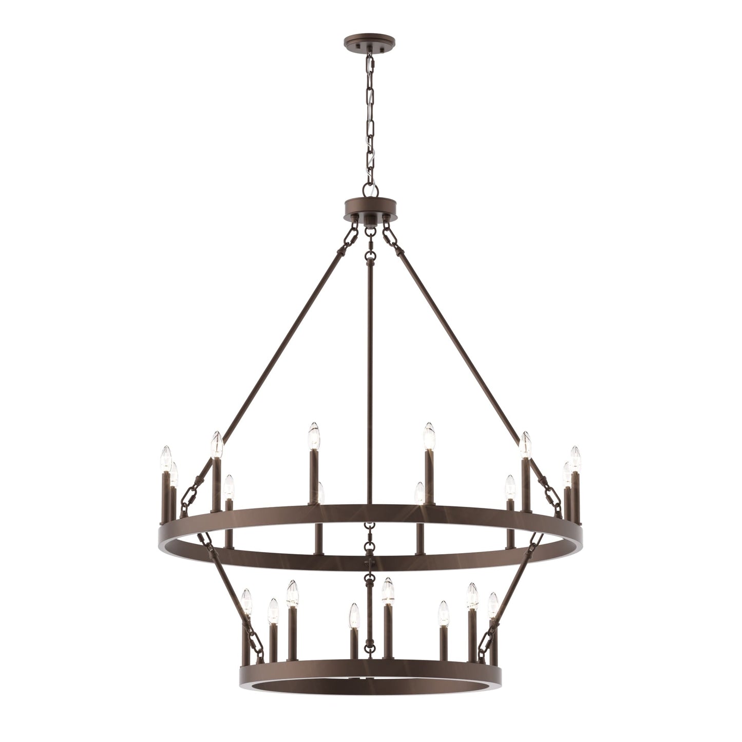 Suspension Acroma à 20 lumières, style ferme moderne, en forme de roue de charrette ronde de 40 pouces, avec certification UL