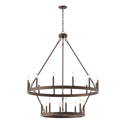 Suspension Acroma à 20 lumières, style ferme moderne, en forme de roue de charrette ronde de 40 pouces, avec certification UL
