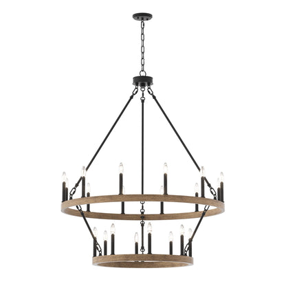 Suspension Acroma à 20 lumières, style ferme moderne, en forme de roue de charrette ronde de 40 pouces, avec certification UL
