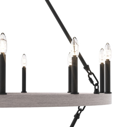 Suspension Acroma à 20 lumières, style ferme moderne, en forme de roue de charrette ronde de 40 pouces, avec certification UL