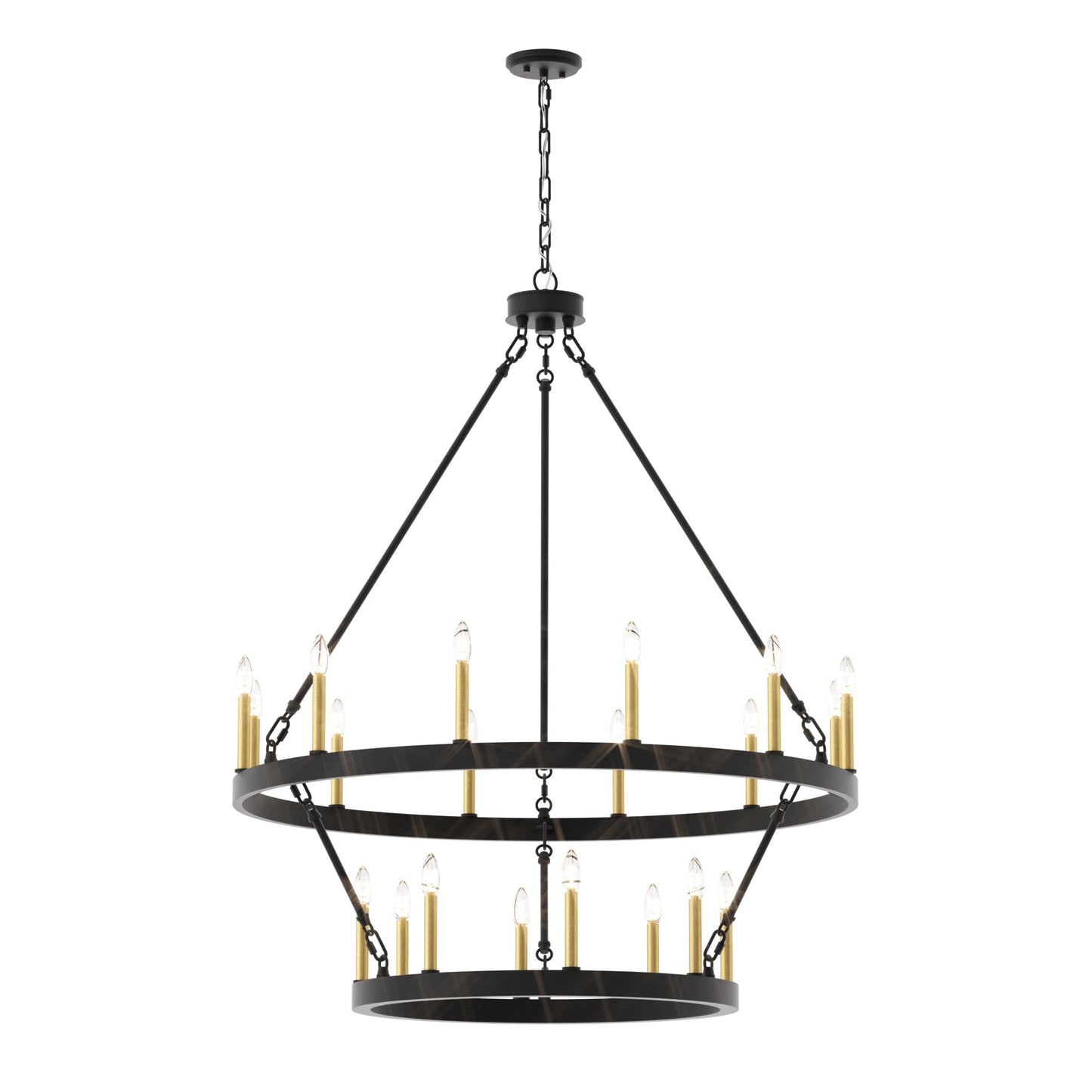 Suspension Acroma à 20 lumières, style ferme moderne, en forme de roue de charrette ronde de 40 pouces, avec certification UL