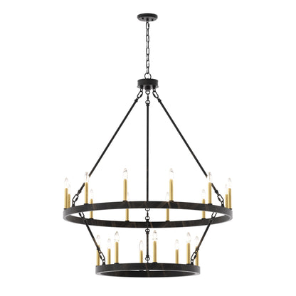Suspension Acroma à 20 lumières, style ferme moderne, en forme de roue de charrette ronde de 40 pouces, avec certification UL