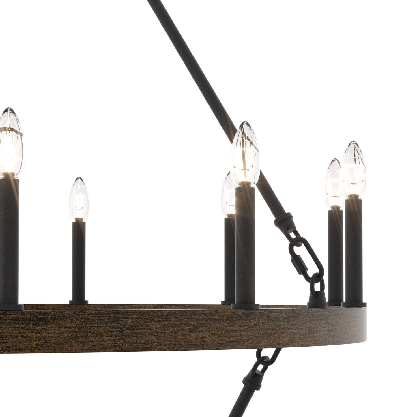 Suspension Acroma à 20 lumières, style ferme moderne, en forme de roue de charrette ronde de 40 pouces, avec certification UL