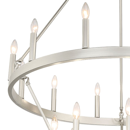 Suspension Acroma à 20 lumières, style ferme moderne, en forme de roue de charrette ronde de 40 pouces, avec certification UL