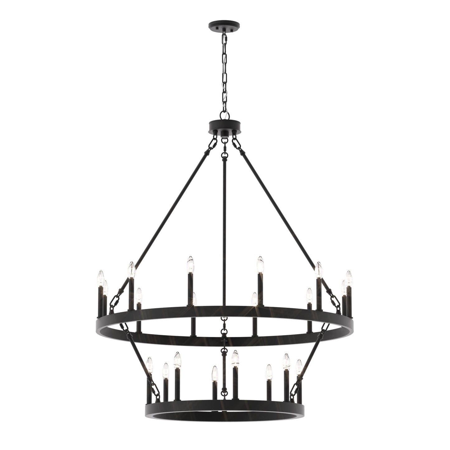 Suspension Acroma à 20 lumières, style ferme moderne, en forme de roue de charrette ronde de 40 pouces, avec certification UL