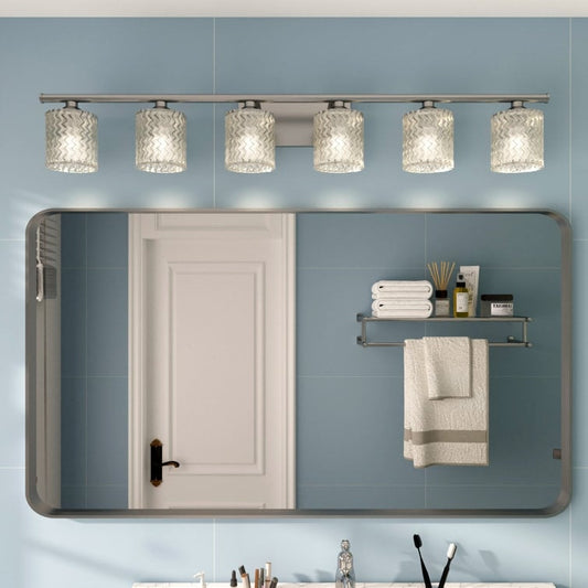 Applique salle de bain Acroma à 6 lumières, style moderne, avec cristaux - 114 cm (45 pouces)