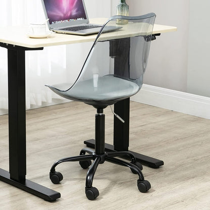 Chaise de bureau pivotante en acrylique, hauteur réglable, sans accoudoirs, sur roulettes, pour la maison.
