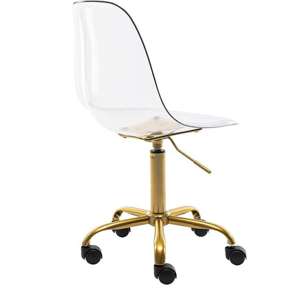 Chaise de bureau pivotante en acrylique, hauteur réglable, sans accoudoirs, sur roulettes, pour la maison.