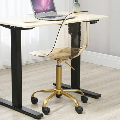 Chaise de bureau pivotante en acrylique, hauteur réglable, sans accoudoirs, sur roulettes, pour la maison.