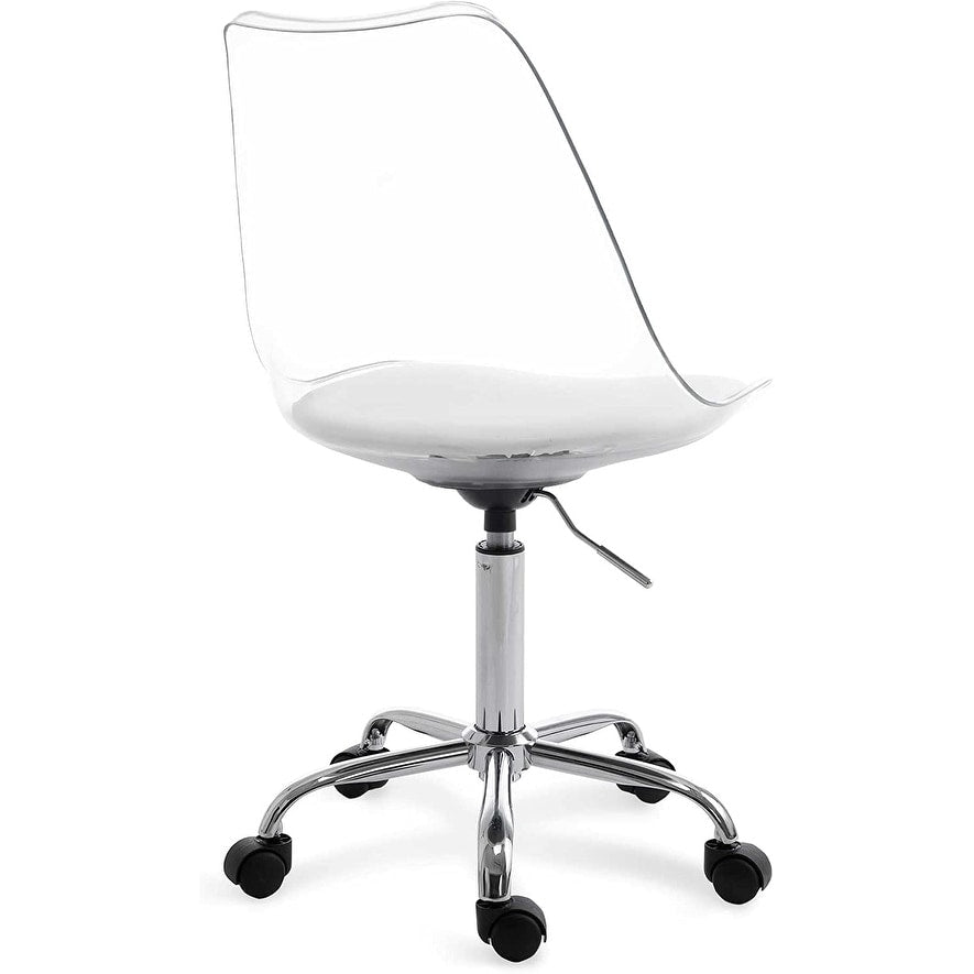 Chaise de bureau pivotante en acrylique, hauteur réglable, sans accoudoirs, sur roulettes, pour la maison.
