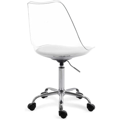 Chaise de bureau pivotante en acrylique, hauteur réglable, sans accoudoirs, sur roulettes, pour la maison.