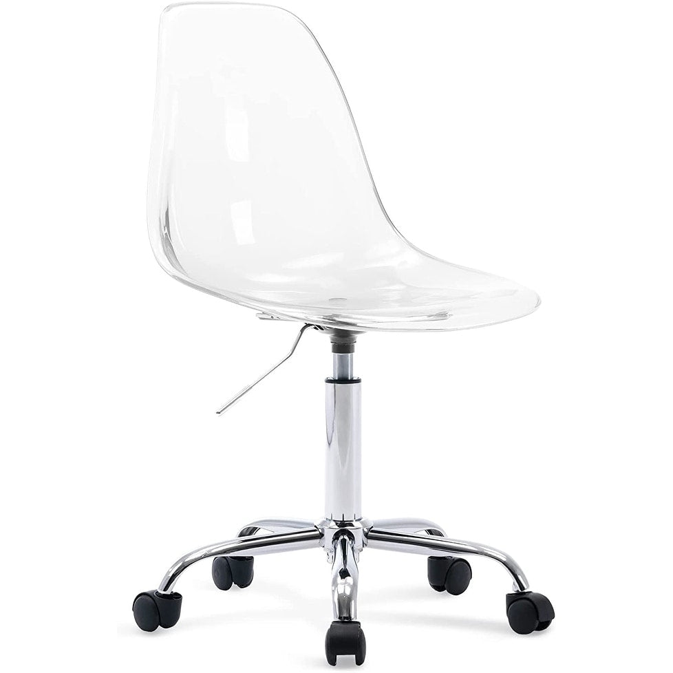 Chaise de bureau pivotante en acrylique, hauteur réglable, sans accoudoirs, sur roulettes, pour la maison.