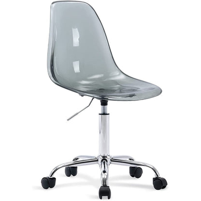 Chaise de bureau pivotante en acrylique, hauteur réglable, sans accoudoirs, sur roulettes, pour la maison.