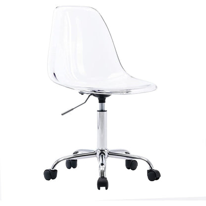 Chaise de bureau pivotante en acrylique, hauteur réglable, sans accoudoirs, sur roulettes, pour la maison.