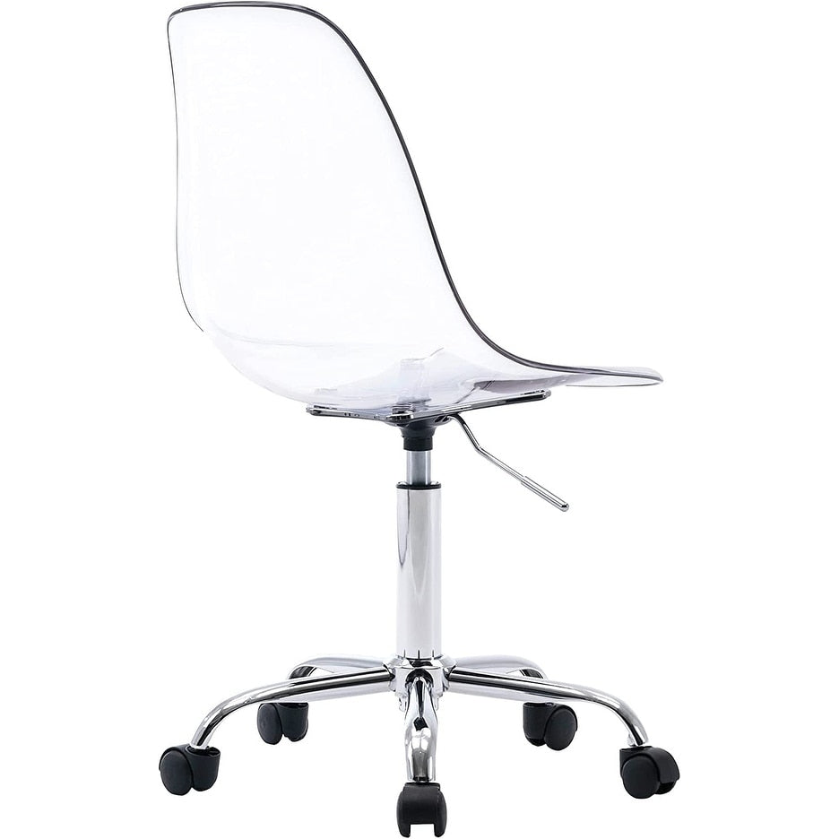 Chaise de bureau pivotante en acrylique, hauteur réglable, sans accoudoirs, sur roulettes, pour la maison.