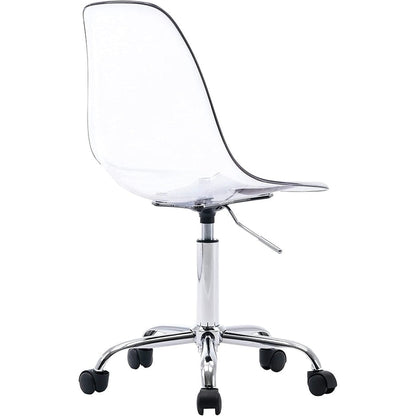 Chaise de bureau pivotante en acrylique, hauteur réglable, sans accoudoirs, sur roulettes, pour la maison.