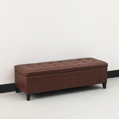 Tabouret coffre à rangement Adeco 50 en simili cuir