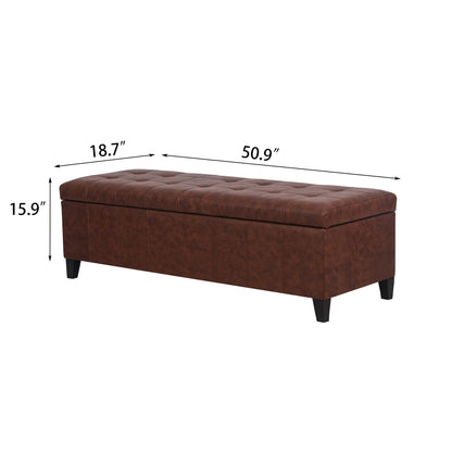 Tabouret coffre à rangement Adeco 50 en simili cuir