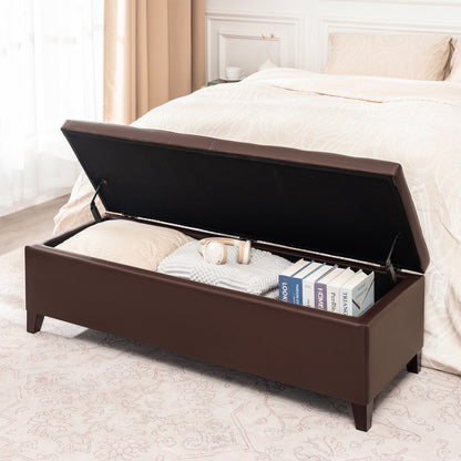 Tabouret coffre à rangement Adeco 50 en simili cuir